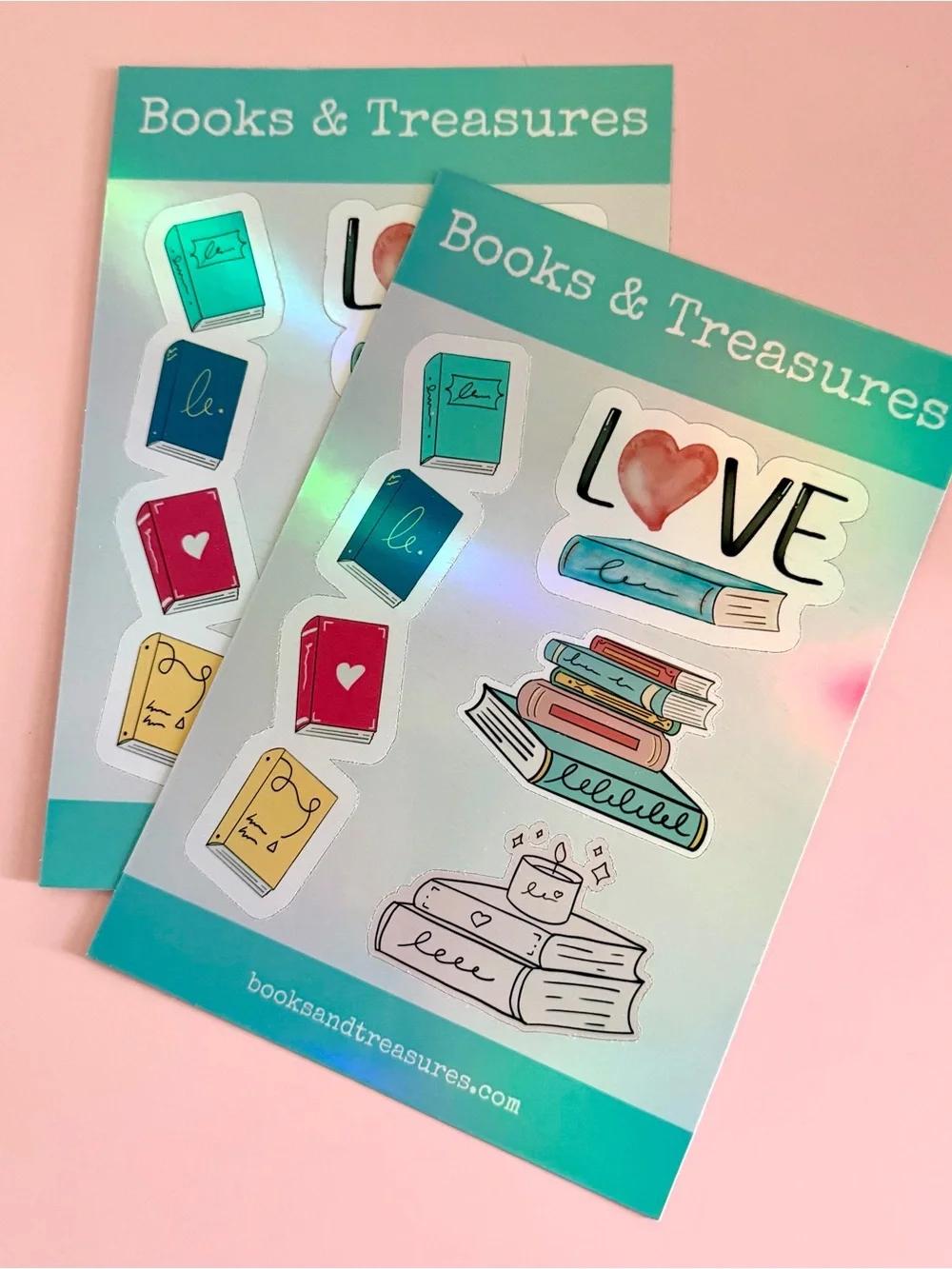Handmade Holographic Sticker Sheet Bookish Stickers Hand Drawn 2 sheets
